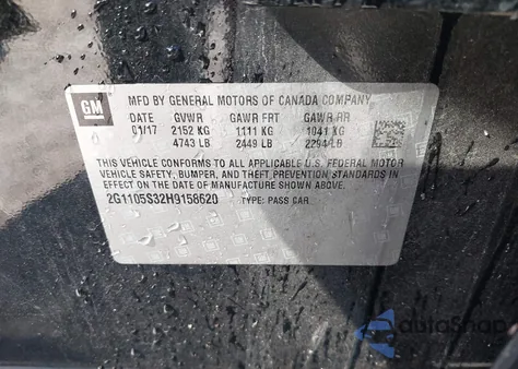 2017 Chevrolet Impala 1Lt из США, поврежденный, VIN 2G1105S32H9158620